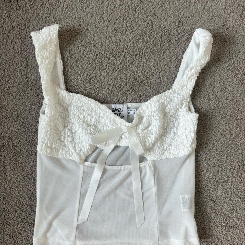Princess Polly White Lace Tank Top